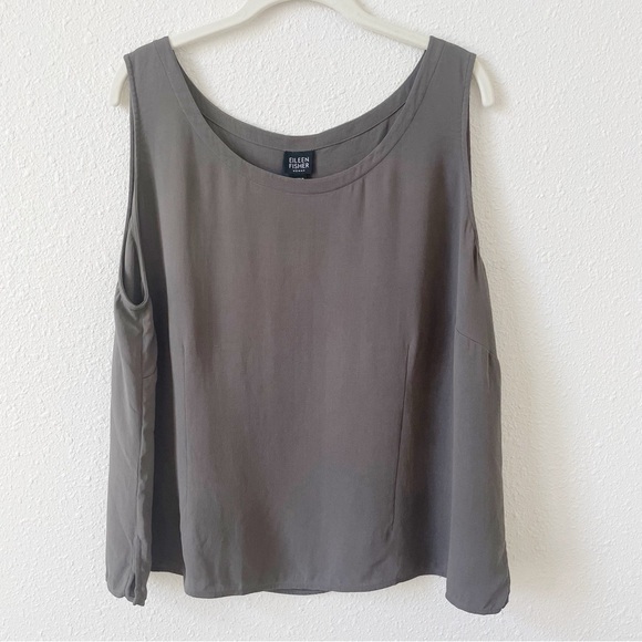 Eileen Fisher Tops - Eileen Fisher 100% Silk Shell Tank Top Gray Brown Size 2X Office Luxury Neutral